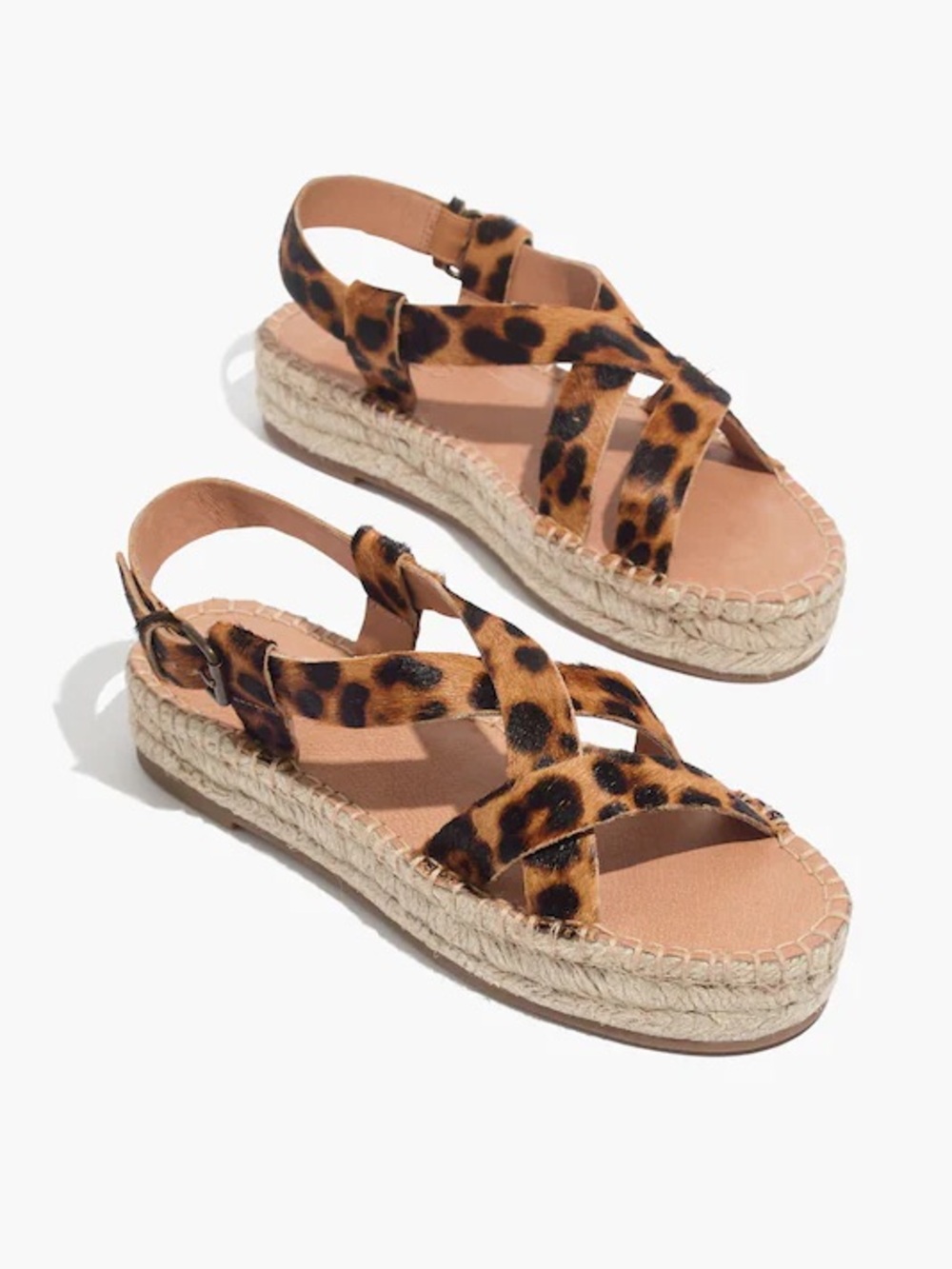 Madewell Malia Espadrille Sandal | Leopard Calf Hair | 6.5